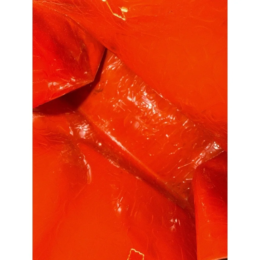 Dooney & Bourke Acrylic Plastic Jelly Vintage Monogram Tote Orange Leather Y2K M